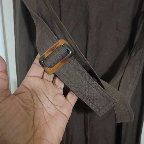 Brown Button Down Sleeveless Belted Shirt Dress 18 Office Resort - Picture 6 of 16